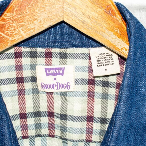 LEVI'S x SNOOP DOGG Flannel Shirt Check Cotton Hemp Size Medium - Picture 2 of 8